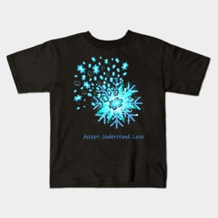 Snowflake Accept Understand Love Autism Awareness Kids T-Shirt